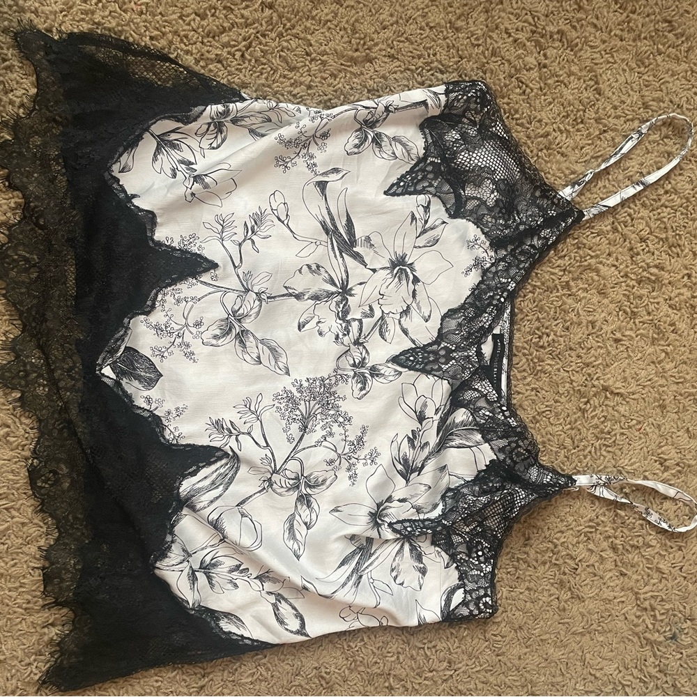 White House Black Market Lace Trim Top